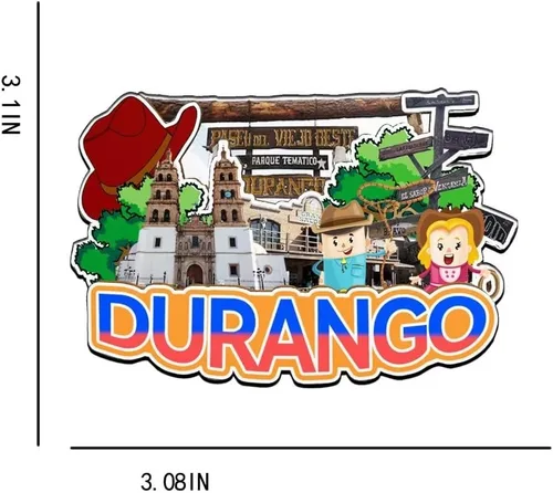 Vista 3 de Durango - Imán de madera para nevera, diseño de México, 3D, recuerdos coleccionables, decoración hecha a mano, 2302