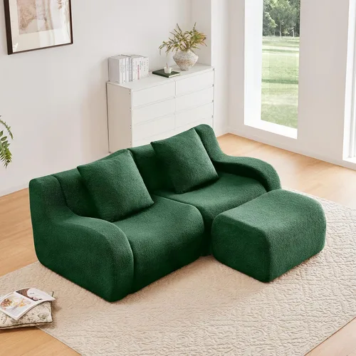 Vista 35 de Sofás de peluche sin hueso para sala de estar, juego de sofá modular negro con asiento profundo, sofá de gran tamaño, sofás para sala, cómodos sofás