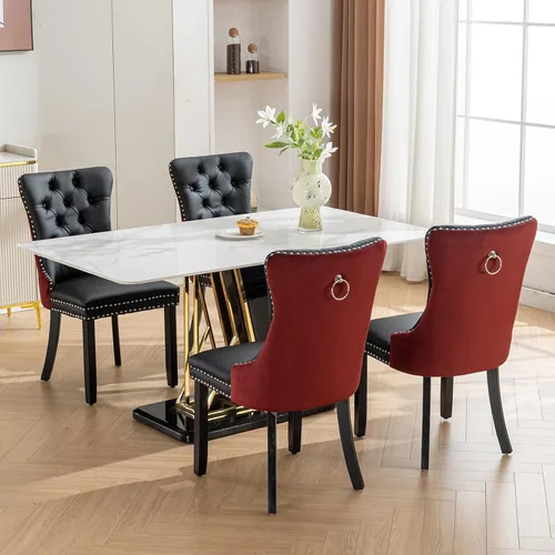 Vista 228 de ODUSE-DAILY - Juego de 2 sillas de cocina y comedor de terciopelo beige, con capitoné, tapizadas en terciopelo, estructura de madera maciza