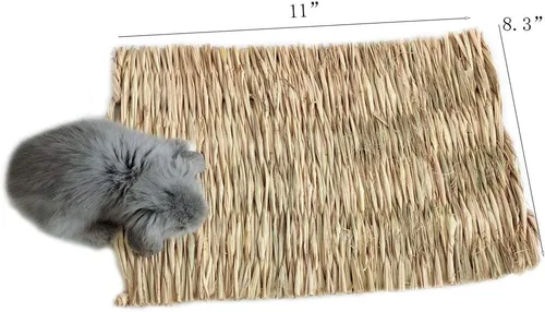 Vista 2 de Tapete de césped tejido para cama de animales pequeños, ropa de cama de conejos, juguete masticable, juguete para jugar en la cama, juguete