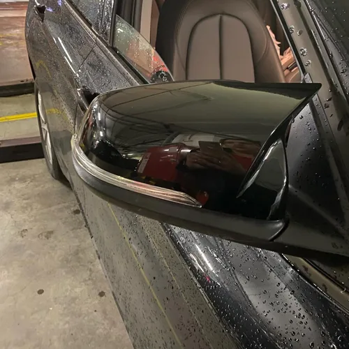 Vista 6 de Akozon Cubierta para espejo retrovisor, par de cubiertas de espejo retrovisor lateral izquierdo derecho negro brillante ABS espejo de puerta