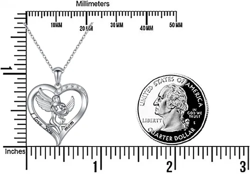 Vista 8 de Mama Bear Mama - Collar de plata de ley con colgante de oso en corazón con 1 2 3 cachorros