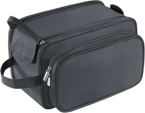 Neceser grande para hombres, organizador de artículos de tocador de viaje de cuero PU, kit Dopp, bolsa de afeitar resistente al agua para artículos