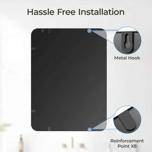 Vista 5 de USHOWER Espejo de baño negro para sobre el fregadero, 22 x 30 pulgadas, espejo rectangular negro mate para pared, espejo de tocador con marco