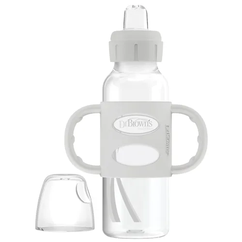 Vista 20 de Dr. Brown's Milestones - Botella de boquilla estrecha con asas 100% de silicona, asas de fácil agarre con boquilla suave para sorber, 8 onzas, 1