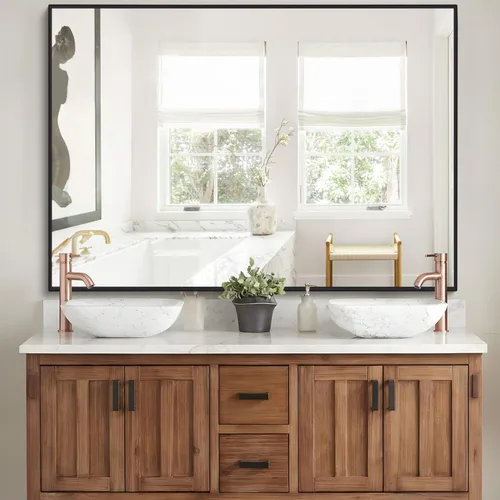 Vista 11 de DESBING Espejo de Baño de 30" x 36", Espejo de Pared Negro Mate con Marco de Metal, Espejo Rectangular Decorativo de Tocador para Dormitorio Baño