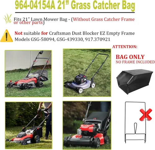 Vista 3 de 964-04154A Bolsa de Césped de Cortacésped de Repuesto para Bolsa de Cortacésped MTD Craftsman 964-04154 Compatible con Cortacésped de 21 Pulgadas
