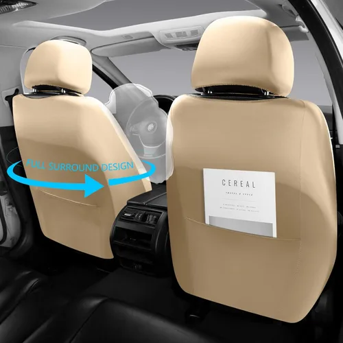 Vista 4 de Fundas de Asiento de Coche de Cuero Premium Par de Asientos Delanteros, Ajuste Universal para Coches, Camiones y SUV, Cojín de Asiento de Coche