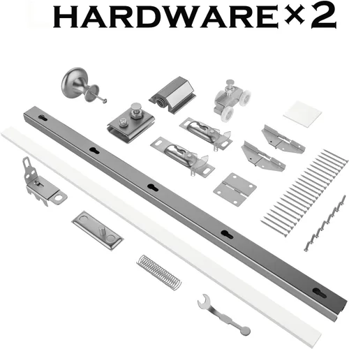 Vista 4 de ARKHJEM Puerta de doble pliegue, puerta de armario de vidrio esmerilado de un solo panel, para puertas de 60 x 80 pulgadas