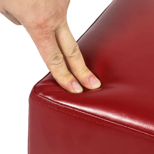 Vista 36 de Adeco 15.4" Small Footstool Ottoman for Footrest, Modern Rectangle Step Stool Extra Seating with Non-Skid Plastic Legs for Living Room, Couch, Brown