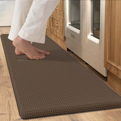 Vista 20 de Tapetes de cocina acolchados antifatiga, impermeable, acolchado de espuma viscoelástica para estar de pie, 17 x 59 pulgadas, color negro