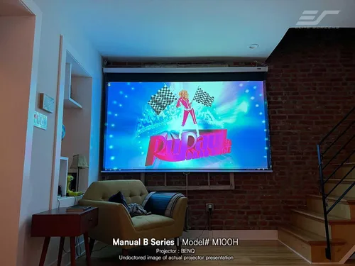 Vista 3 de Pantalla retráctil para proyector, de la marca Elite Screens, 120 pulgadas, diagonal 4:3 Blanco