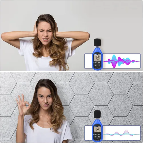 Vista 39 de Paquete de 12 paneles acústicos autoadhesivos de 12 x 10 x 0.4 pulgadas, paneles de espuma a prueba de sonido con alta densidad, elegante diseño