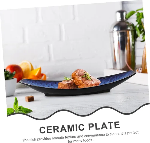Vista 2 de Cabilock 1 plato de barco Sashimi, bandeja de aperitivos, bandeja para servir alimentos, decoración de alimentos, juego de platos de vidrio, placa