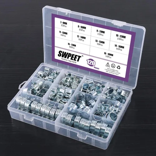 Vista 7 de Swpeet Kit surtido de 120 piezas de 10 tamaños chapado en zinc, mini línea de inyección de combustible, estilo de línea de inyección, perfecto