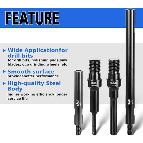Vista 6 de SALI Adaptador de extensión de 6 pulgadas para brocas de núcleo, varilla de extensión con adaptador de broca de rosca de 5/8 "-11 para taladro