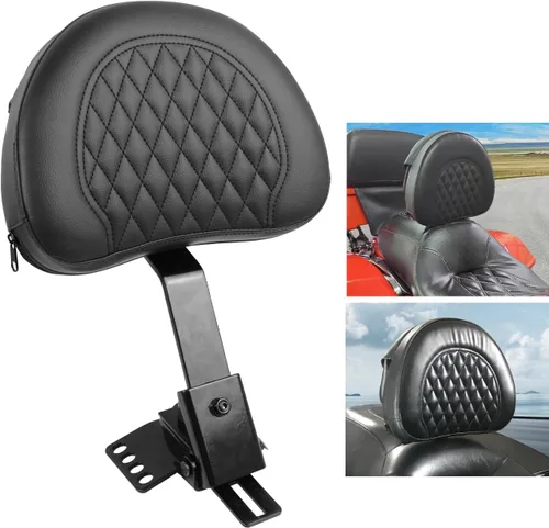 Vista 8 de Respaldo ajustable para conductor con barra de pasajero desmontable y almohadilla personalizada compatible con modelos Harley Touring de 1997-2024