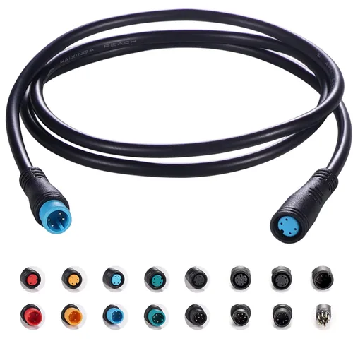 Vista 16 de Cable de extensión de 2 pines, 3 pines, 4 pines, 5 pines, 6 pines, 8 pines, 9 pines, enchufe impermeable, funciona para luz de bicicleta eléctrica