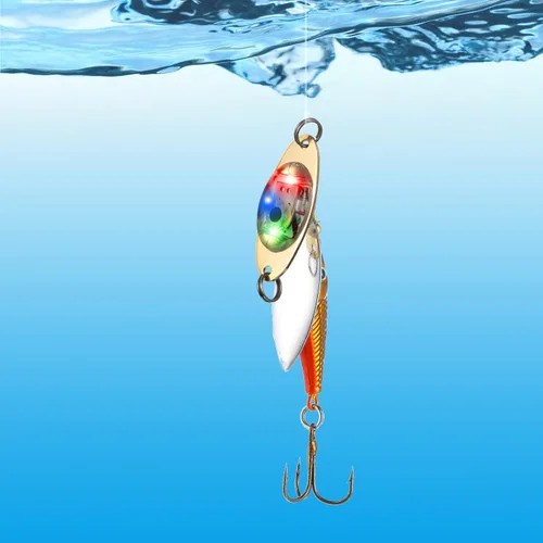 Vista 6 de Señuelos de pesca LED, cucharas de pesca, parpadeo subacuático, fletán, agua salada, pesca profunda, luz LED iluminada con cebo intermitente
