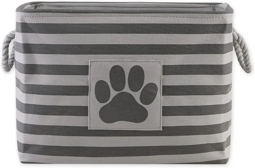 Vista 39 de Bone Dry - Cesta de almacenamiento para mascotas, diseño de parche de pata rayado, aguamarina, rectángulo pequeño