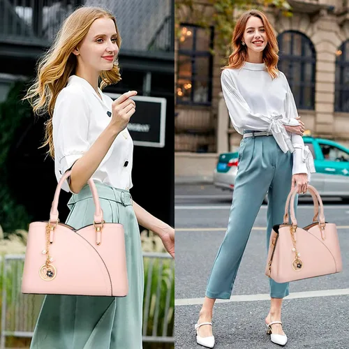 Vista 16 de KKXIU Monederos y bolsos de mano con triple compartimento para mujer, bolso de mano con asa superior