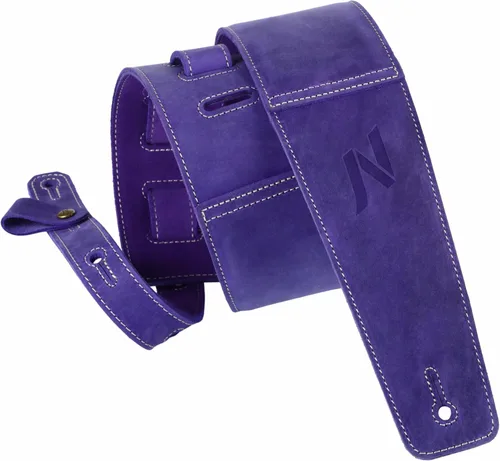 Vista 10 de Nefelibata Correa de guitarra de 3" en cuero de primera capa para bajo, guitarras eléctricas y acústicas, negro (Aged Black)