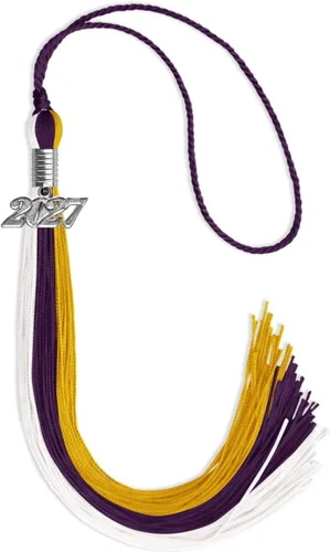 Vista 173 de Endea Graduation Borla de triple color con gota de fecha plateada (negro/dorado/granate, 2020)