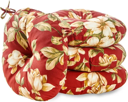 Vista 47 de Greendale Home Fashions Cojín redondo para asiento bistro de 15 pulgadas, 2 unidades (paquete de 1), Adobe Stripe