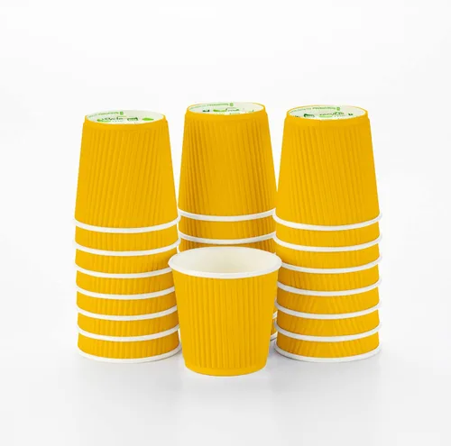 Vista 53 de Vasos de café de papel aislado de pared corrugada, 12 onzas, 12 onza, Azul