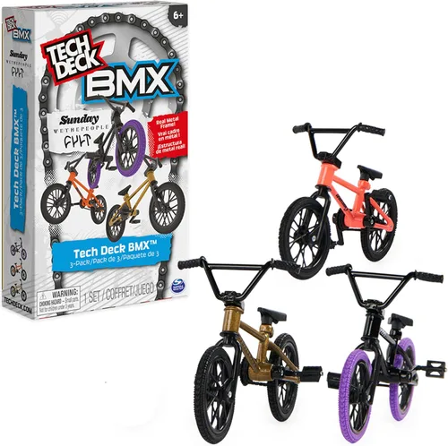 Tech Deck, BMX - Paquete de 3 bicicletas de dedo, coleccionables y personalizables, juguetes de bicicleta BMX para coleccionistas, juguetes para