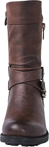 Vista 4 de GLOBALWIN - Botas de vestir a media pantorrilla para mujer, botas de motociclista para mujer