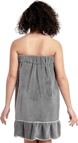 Vista 3 de Bella il Fiore Envoltura de spa - Toalla para mujer - Envoltura de bata de spa para mujer - Salida de playa - Batas de dama de honor, Gris