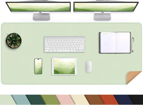 Vista 51 de Protector de escritorio de cuero, tapete de escritorio grande con corcho natural y cuero PU, alfombrilla para mouse, alfombrilla de escritorio