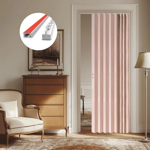 Vista 28 de AJAZZ Cortinas 100% Opacas para Puertas Corredizas de Entrada, Puertas de Acordeón para Entrada, Cortina Magnética para Puerta de Dormitorio Sala