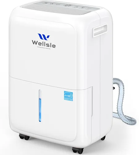 El deshumidificador Energy Star más eficiente, deshumidificador inteligente Wellsle para sótano y hogar, ajuste de humedad con tanque de agua de 0.4