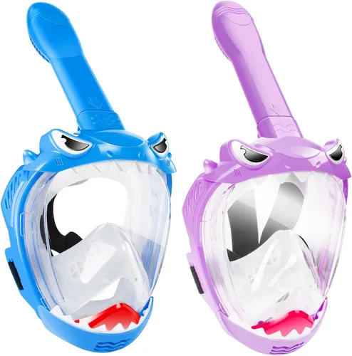 Vista 11 de Full Face Snorkel Mask for Kids with 180° Panoramic View, Snorkeling Set Featuring Anti-Leak and Anti-Fog Foldable Dry Top Design for Safe