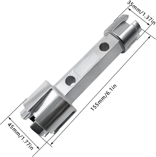 Vista 3 de Llave removedor de drenaje de bañera - Herramienta de aleación de zinc de doble extremo para baño y casa de baños