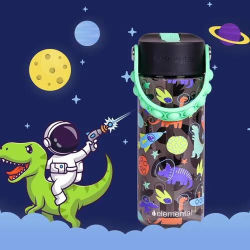 Vista 208 de Elemental Botellas de agua para niños – Botella de agua para niños Splash para la escuela con mango Pop-it – Botella de agua de plástico Tritan sin