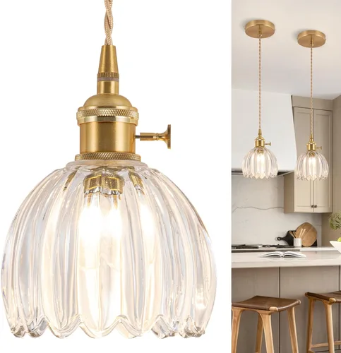 Vista 36 de Lámparas colgantes, lámpara colgante de techo de 9.4 pulgadas, E26, vintage, de cristal verde, para dormitorio, sala de estar, pasillo