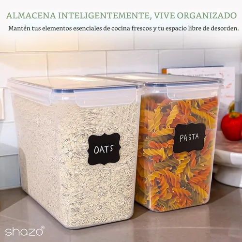 Vista 6 de Shazo 2 PC (3.0 gal 11 L) recipientes de almacenamiento de harina y azúcar con asa de transporte fácil - recipientes de almacenamiento