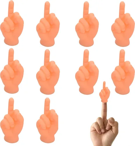 Manos diminutas para dedos – 10 piezas de mini marionetas de mano (signo de dedo medio) goma premium Naturaleza