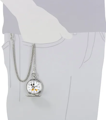 Vista 6 de Disney Mickey Mouse - Reloj analógico de cuarzo para adultos, PlateadoAcero, Relojes de bolsillo
