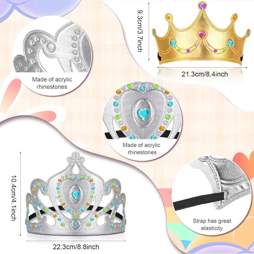 Vista 2 de Yaomiao 44 coronas de espuma para niños, tiaras de princesa, coronas de diamantes a granel, kits de fabricación de calcomanías para suministros