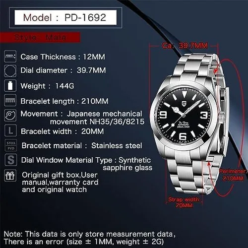 Vista 2 de Pagani Design Watches for Men Automatic Diver Watch Sapphire Glass Stainless Steel 40MM Waterproof Wrist Watch