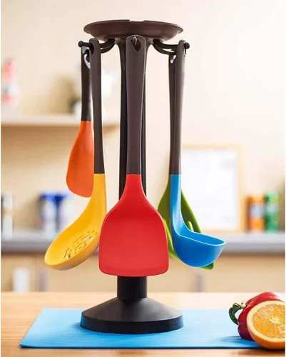 Juego de utensilios de cocina, juego de utensilios de cocina de silicona, cuchara de filtro de cocina, práctico kit de cubiertos, cuchara, espátula,
