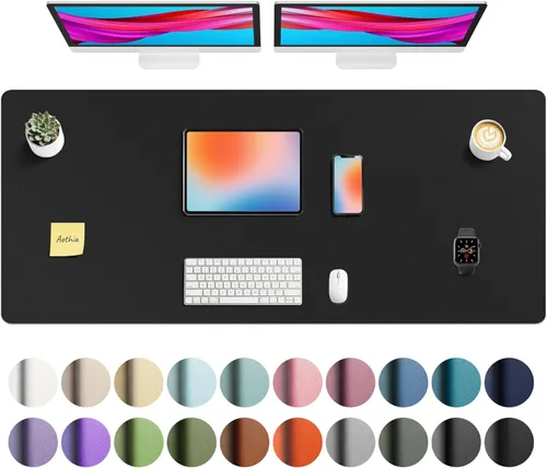 Vista 63 de Aothia - Protector de escritorio de cuero sintético grande, base antideslizante para mouse y superficie para escribir, impermeable, fácil de Agua