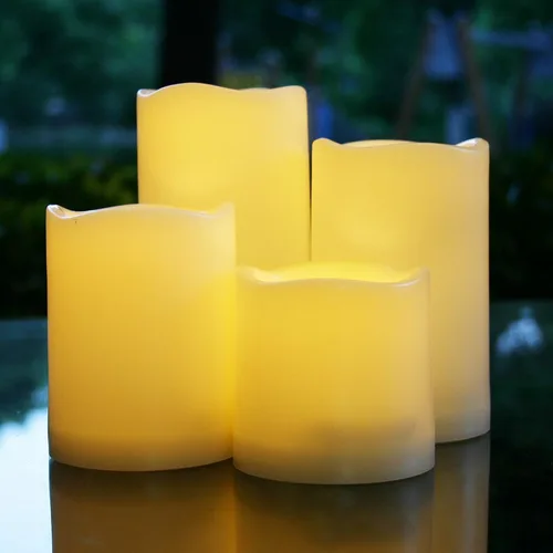 Vista 7 de Juego de 2 velas LED sin llama, impermeables, funcionan con pilas, con control remoto, de plástico, decorativas, para decoración del hogar, jardín