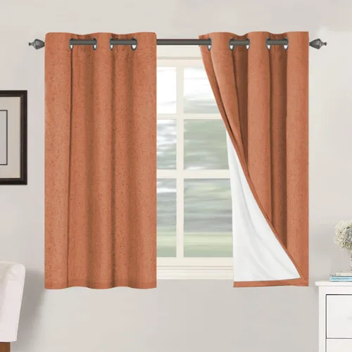 Vista 63 de H.VERSAILTEX Cortinas 100% opacas con aislamiento térmico, texturizadas, de lino, con bloqueo completo de calor y luz, para sala de estar y Negro