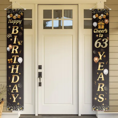 Vista 73 de Cartel de Feliz cumpleaños para la puerta, color negro