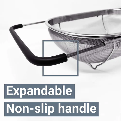 Vista 6 de Makerstep Over the Sink Colander Strainer Basket Stainless Steel, For Kitchen Sink with Rubber Grip, Fine Mesh, Large Kitchen Gadgets Tools